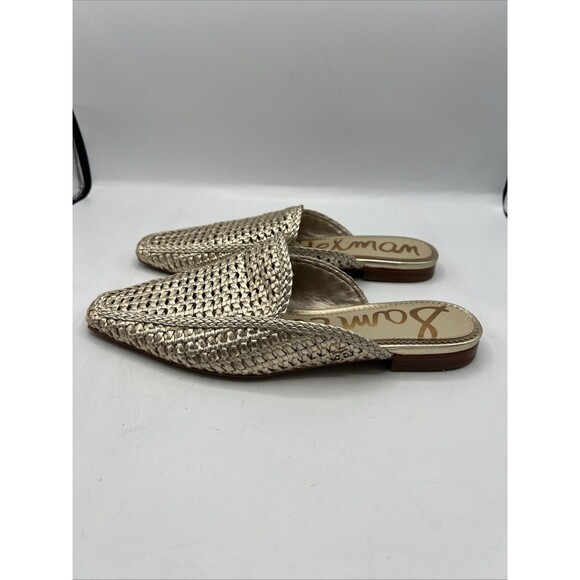 Sam Edelman Metallic Woven Gold Mesh Leona Mules Size 8.5 - Picture 3 of 10